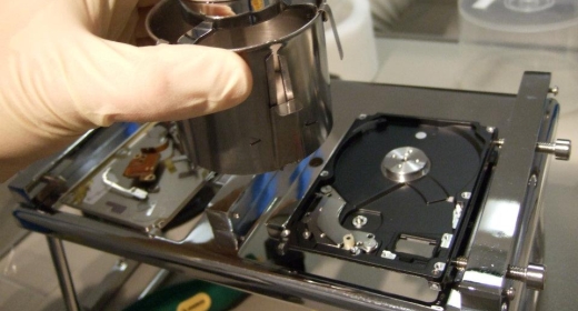 A recovered hard drive platter
